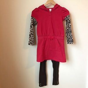 Gymboree Red Leopard Hoodie and Brown Legging Set